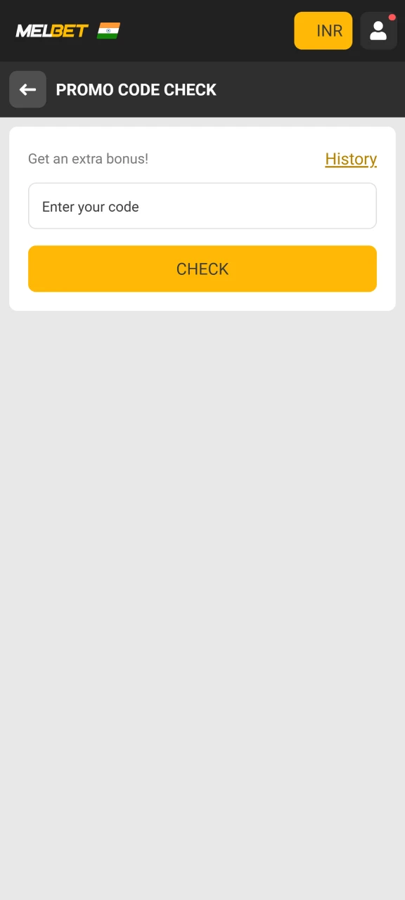 Add a promo code to the special field on the MelBet platform.